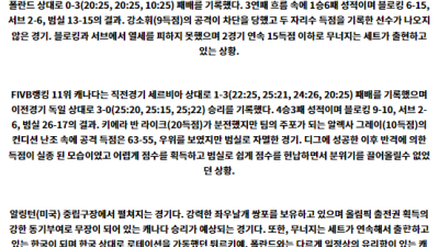 6월3일 한국 캐나다 여자배구네이션스분석