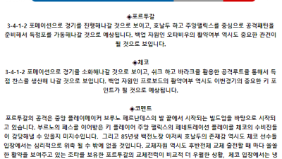 UEFA 유로 6월 19일 04:00 포르투갈 : 체코