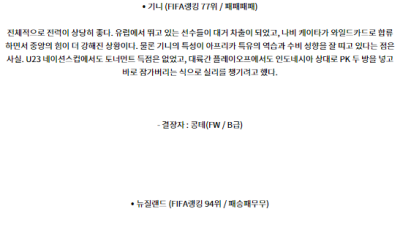 7월25일 기니 뉴질랜드 올림픽남자축구 분석 해외스포츠