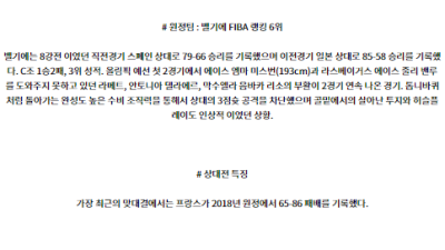 8월10일 2024 올림픽농구 프랑스(W) 벨기에(W) 국내외농구분석 스포츠분석