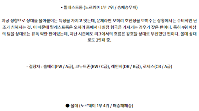 8월12일 노르웨이 1부 릴레스트롬 SK 몰데 FK 해외축구분석 스포츠분석