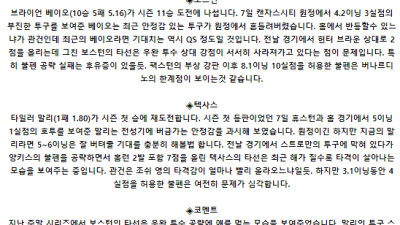 8월 13일 08:10 MLB 보스턴 : 텍사스 MLB분석