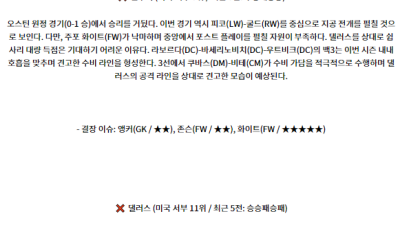 9월8일 메이저리그사커 밴쿠버 화이트캡스 FC FC 댈러스 해외축구분석 스포츠분석