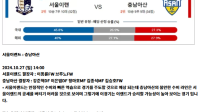 10월 27일 K리그2 3경기