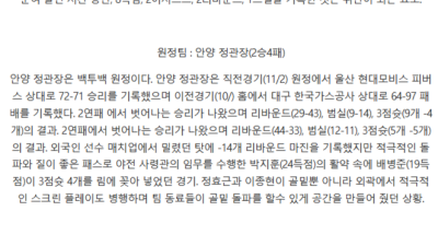 11월 3일 16:00 KBL 3경기