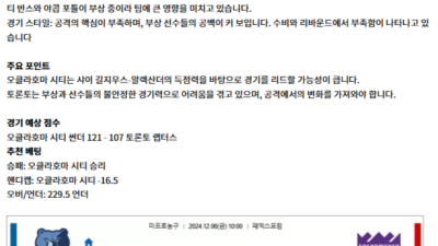 12월 06일 NBA 8경기