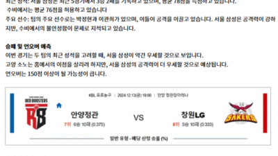 12월 13일 KBL 2경기