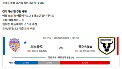 12월 27일 호주 A리그 2경기