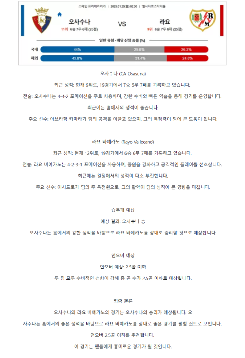 【스페인 프리메라리가】01월20일 3경기