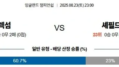 08월 23일 잉글랜드 챔피언쉽 8경기
